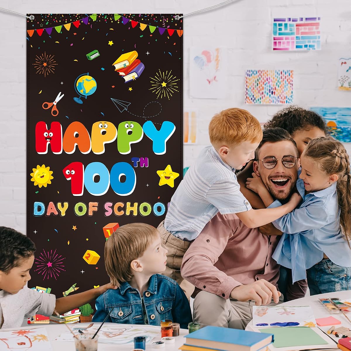 100 Days of School Door Cover, 35 x 71 inch view 3