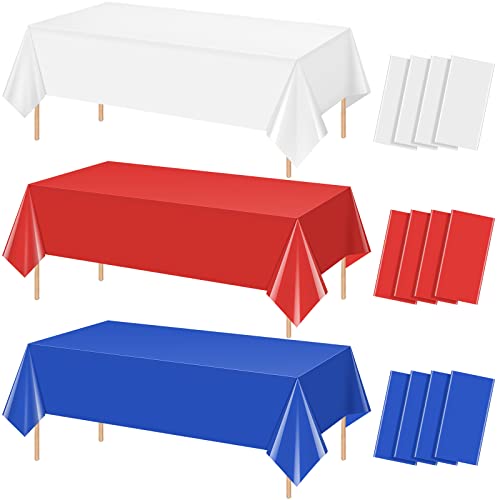 4th of July Red and White Rectangle Tablecloth, 54 x 108 inch, 12 pack