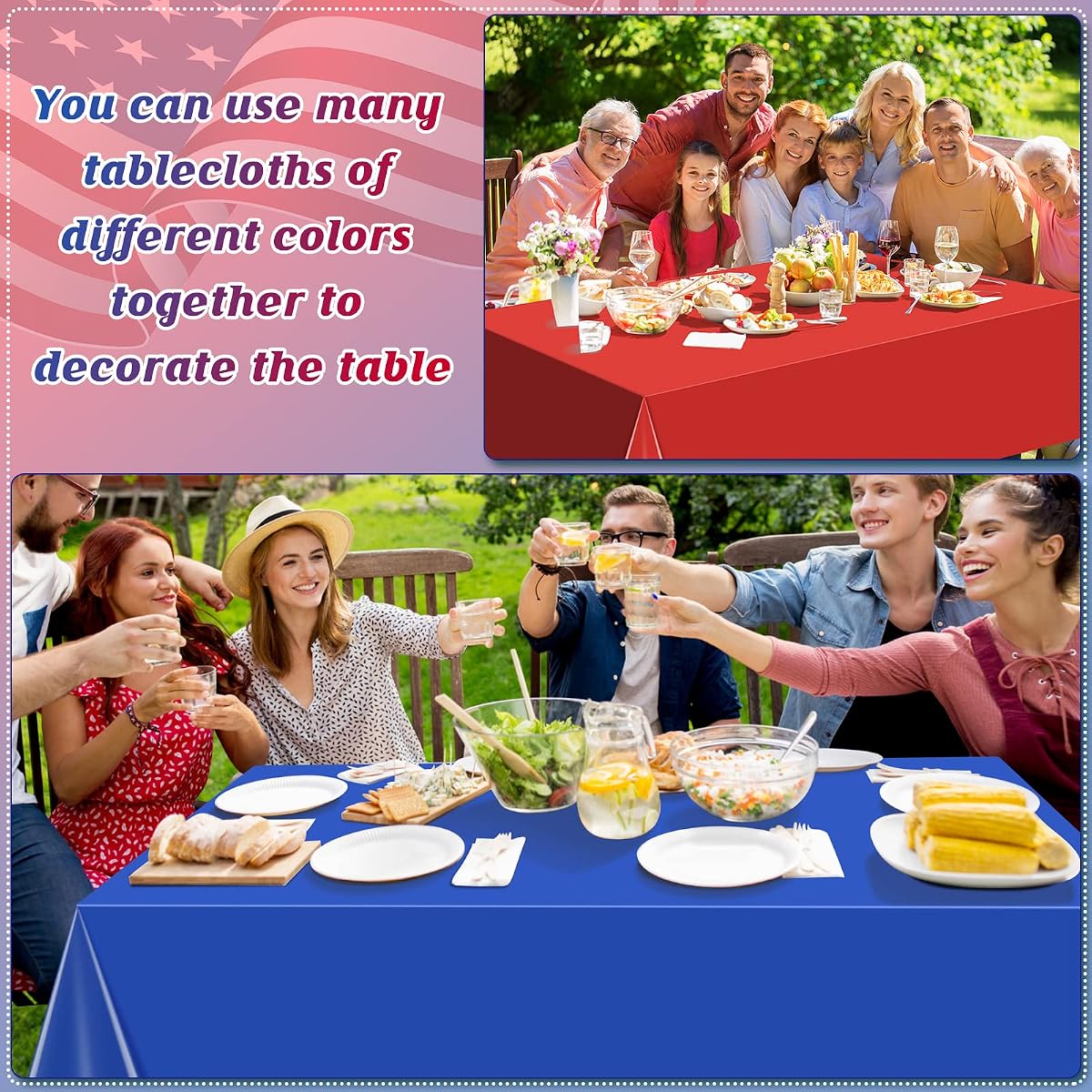 4th of July Red and White Rectangle Tablecloth, 54 x 108 inch, 12 pack view 4