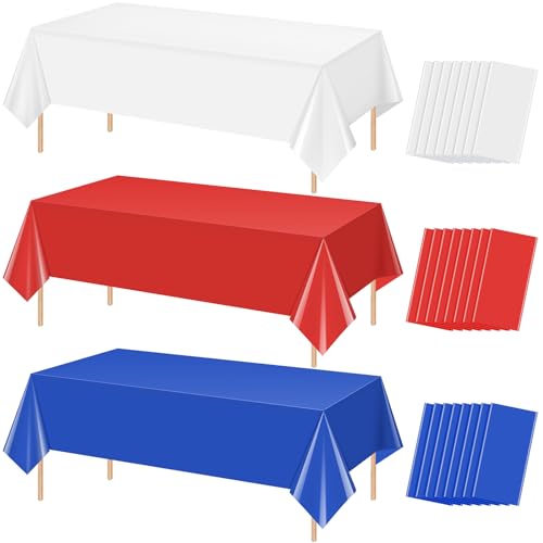 4th of July Red and White Rectangle Tablecloth, 54 x 108 inch, 24 pack