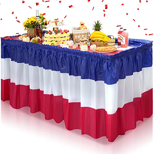 4th of July Red and White Table Skirts, 1 pack