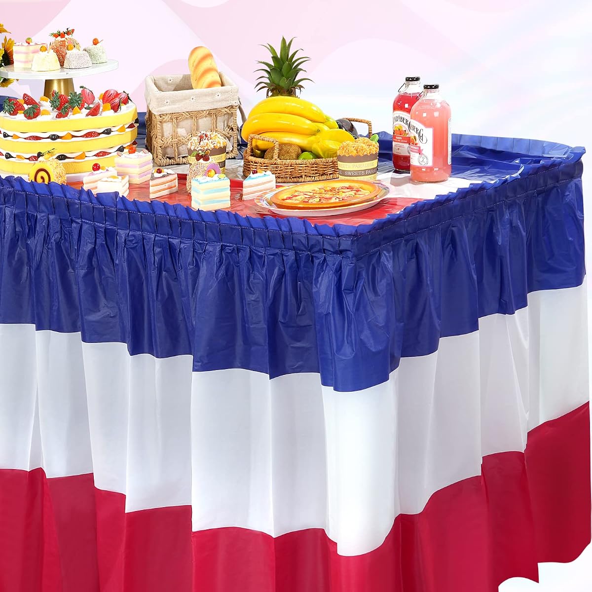 4th of July Red and White Table Skirts, 1 pack view 4