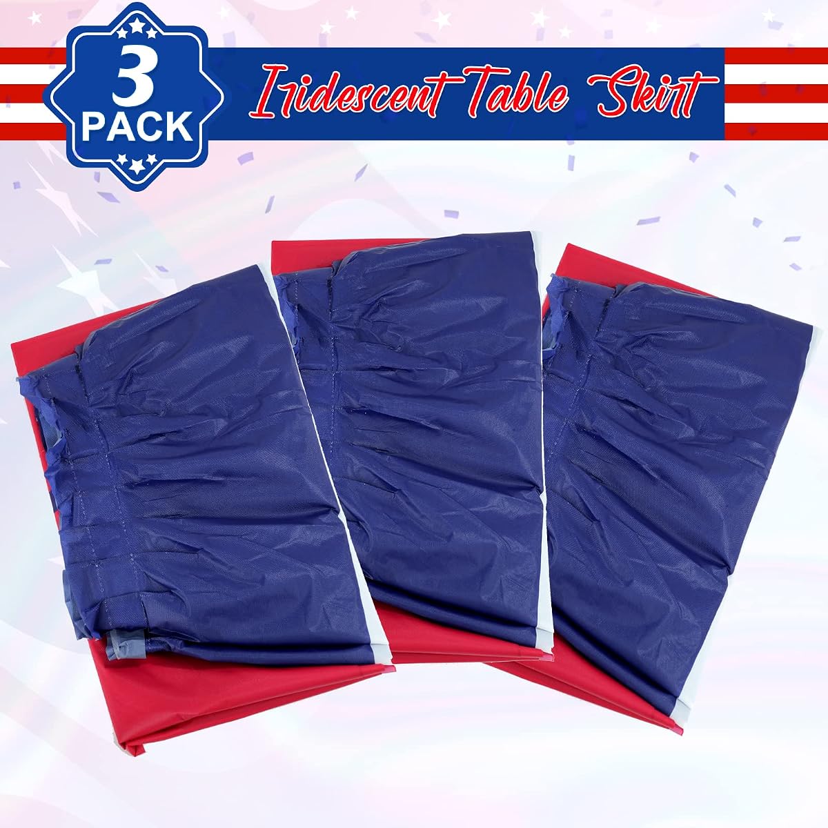 4th of July Red and White Table Skirts, 3 pack view 3