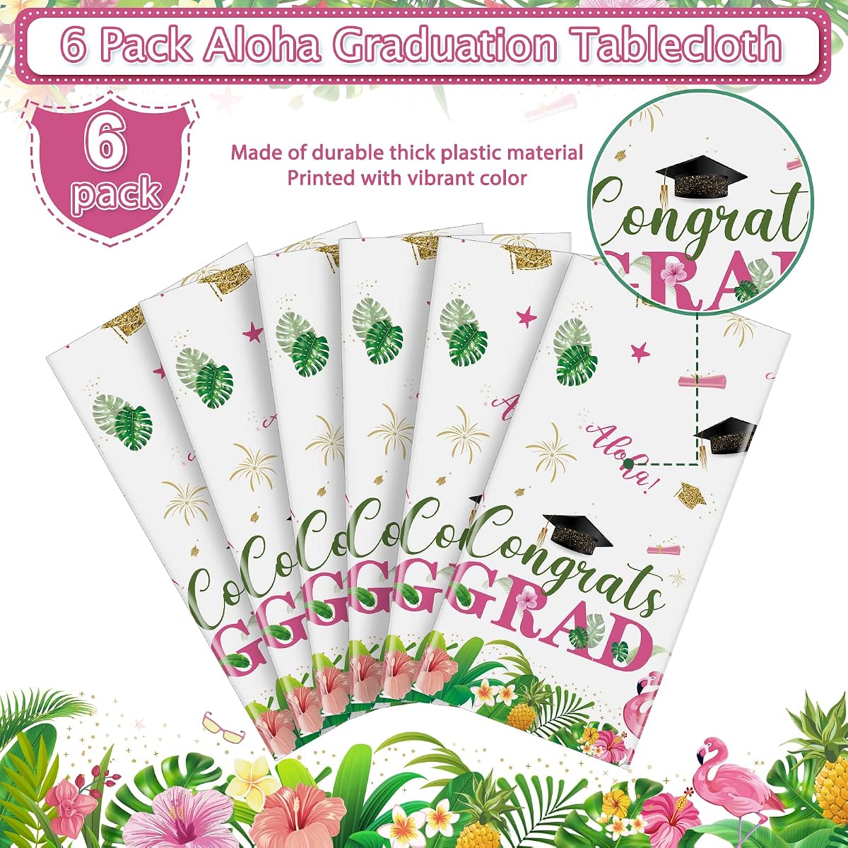 Aloha Rectangle Tablecloth, 54 x 108 inch, 6 pack view 4
