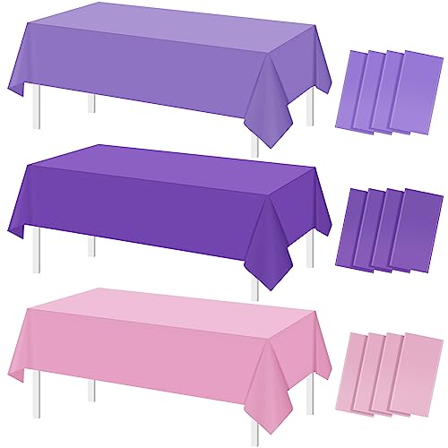 Assorted Color and Purple Rectangle Tablecloth, 54 x 108 inch, 12 pack