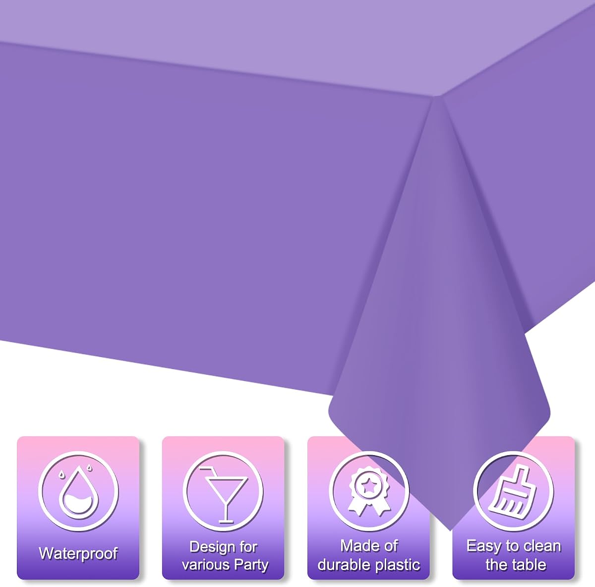 Assorted Color and Purple Rectangle Tablecloth, 54 x 108 inch, 12 pack view 3
