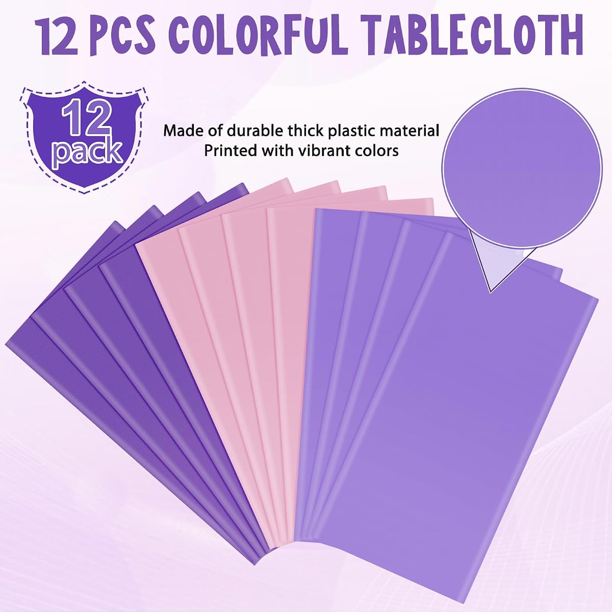 Assorted Color and Purple Rectangle Tablecloth, 54 x 108 inch, 12 pack view 4