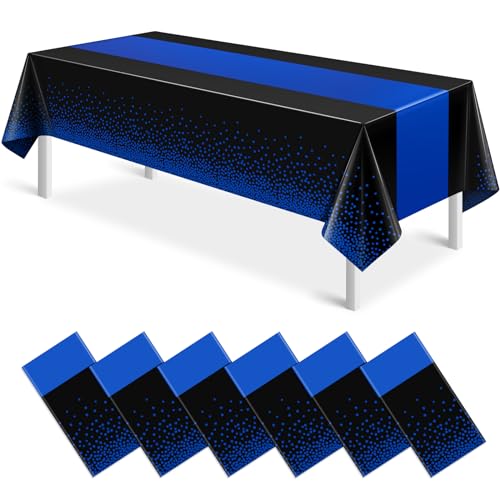 Black and Blue Rectangle Tablecloth, 54 x 108 inch, 6 pack