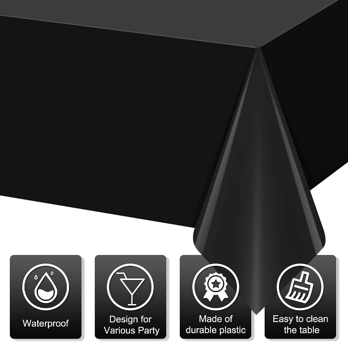 Black and Gold Rectangle Tablecloth, 54 x 108 inch, 12 pack view 3