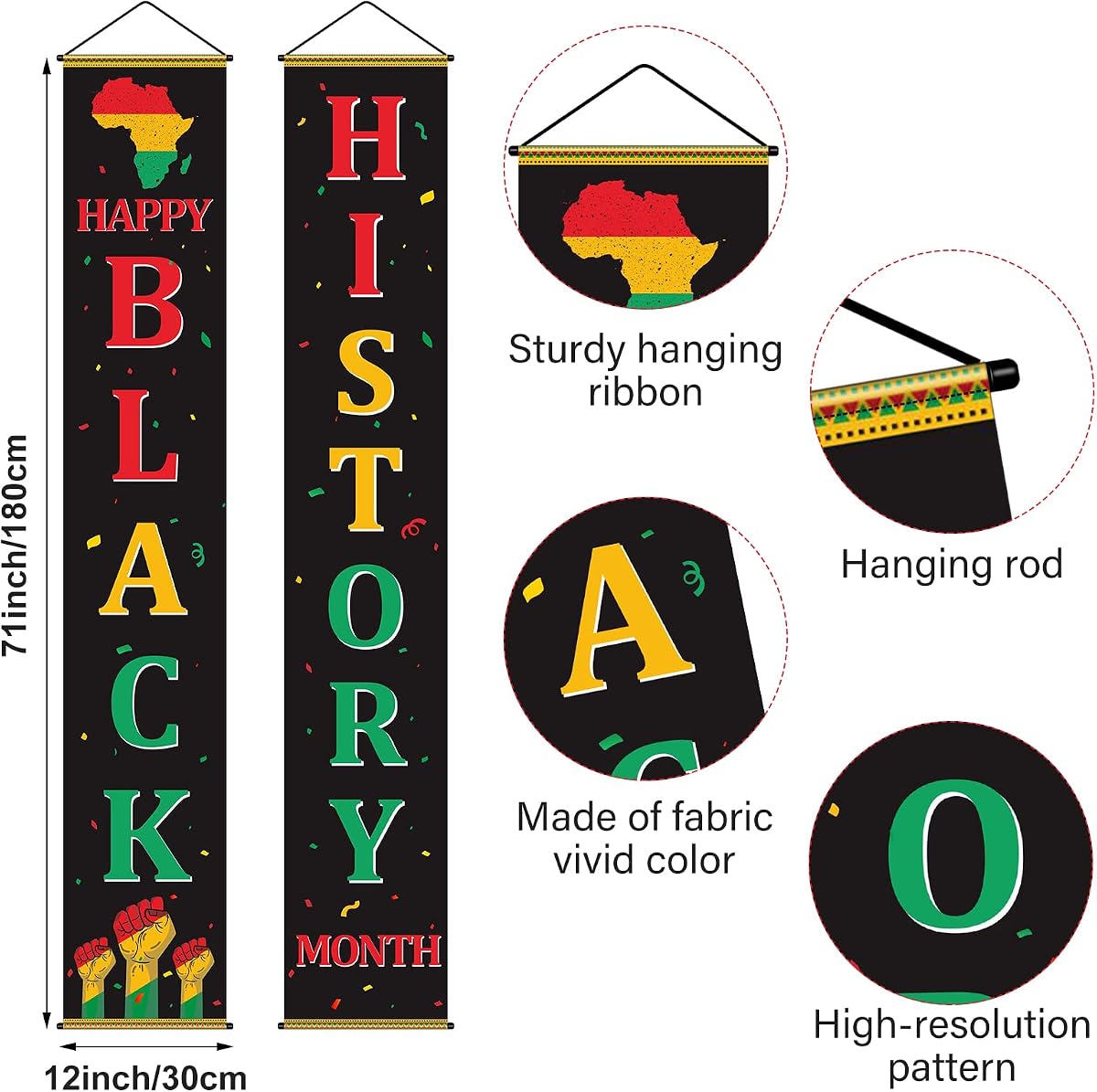 Black History Black Banner, 12 x 71 inch view 2