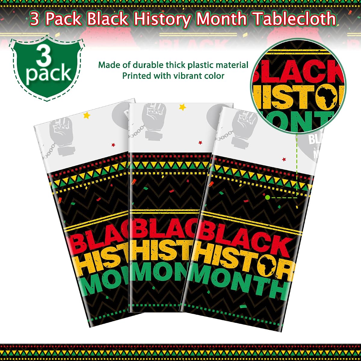 Black History Black Rectangle Tablecloth, 54 x 108 inch, 3 pack view 4