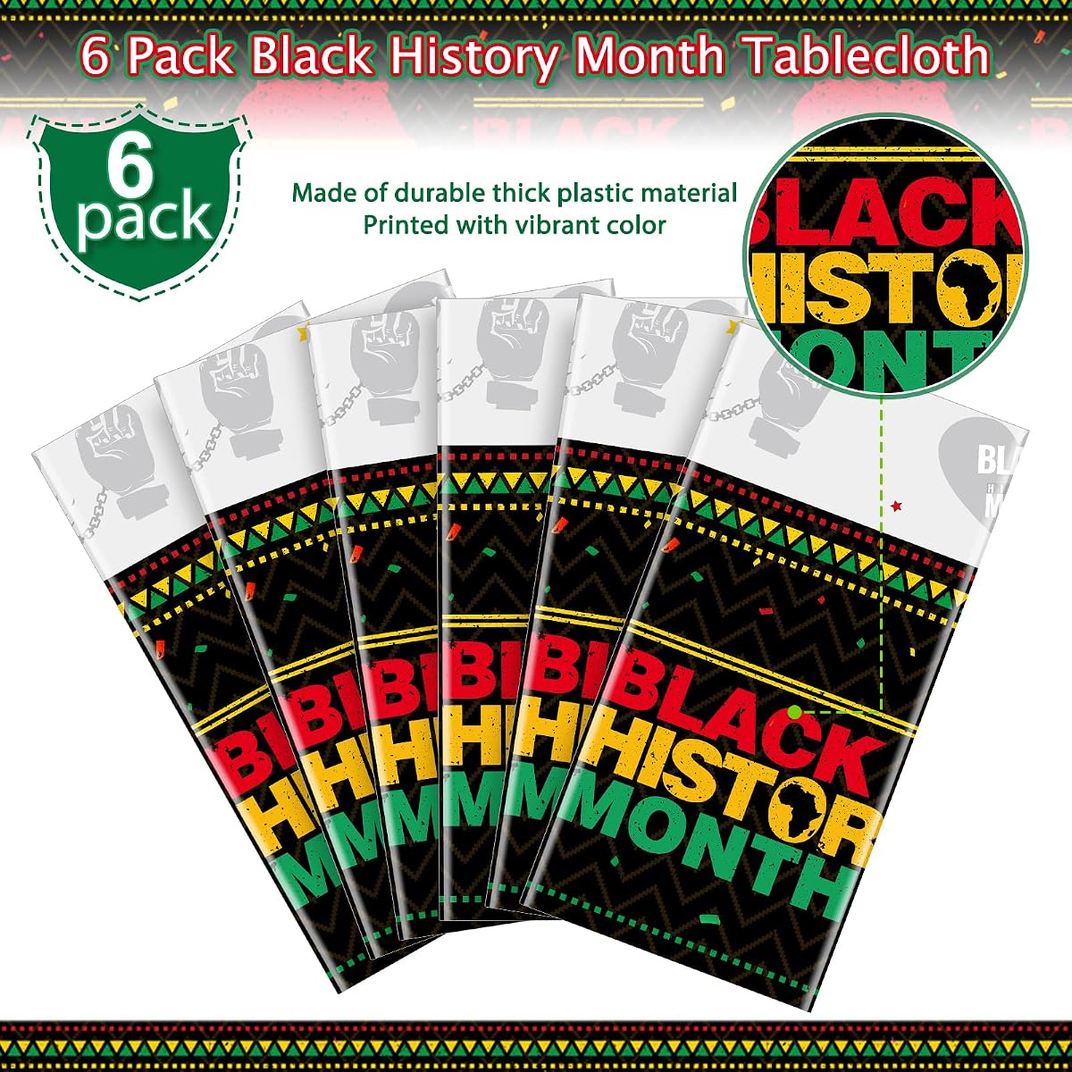 Black History Black Rectangle Tablecloth, 54 x 108 inch, 6 pack view 4