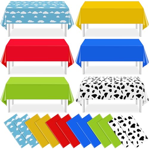Cartoon Story Mix Color Rectangle Tablecloth, 54 x 108 inch, 12 pack