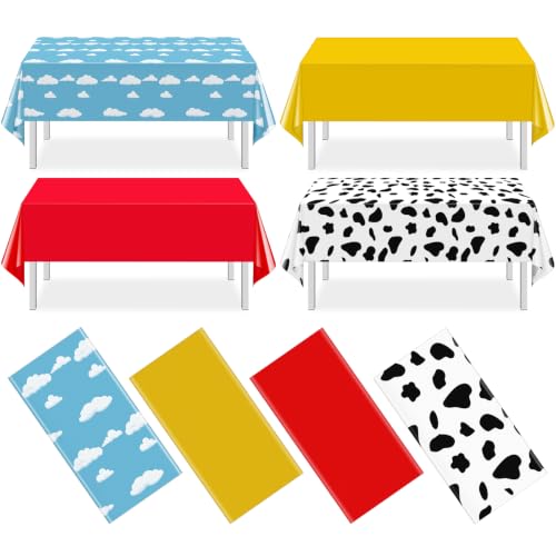Cartoon Story Mix Color Rectangle Tablecloth, 54 x 108 inch, 4 pack