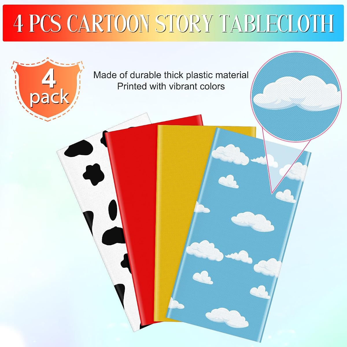 Cartoon Story Mix Color Rectangle Tablecloth, 54 x 108 inch, 4 pack view 4