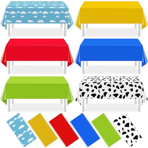 Cartoon Story Mix Color Rectangle Tablecloth, 54 x 108 inch, 6 pack