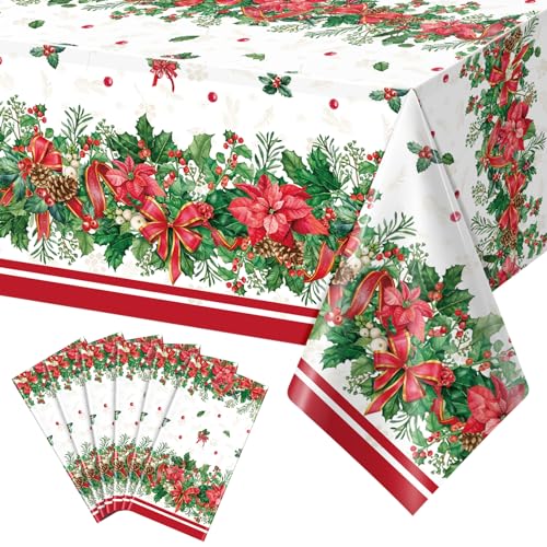 Christmas Rectangle Tablecloth, 54 x 108 inch, 6 pack