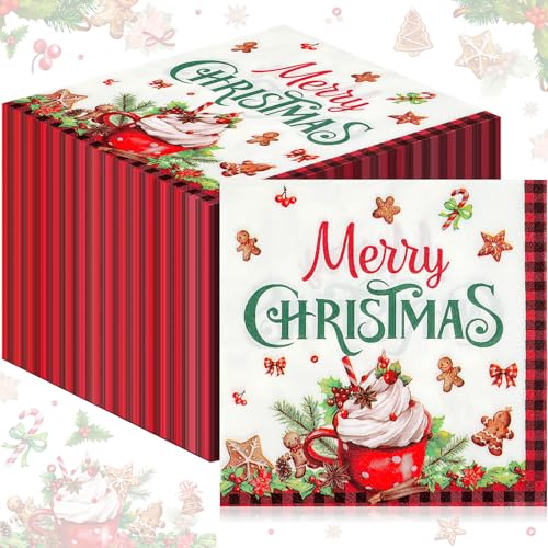 Christmas Red and Black Napkins, 100 pack