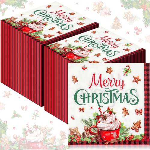 Christmas Red and Black Napkins, 200 pack