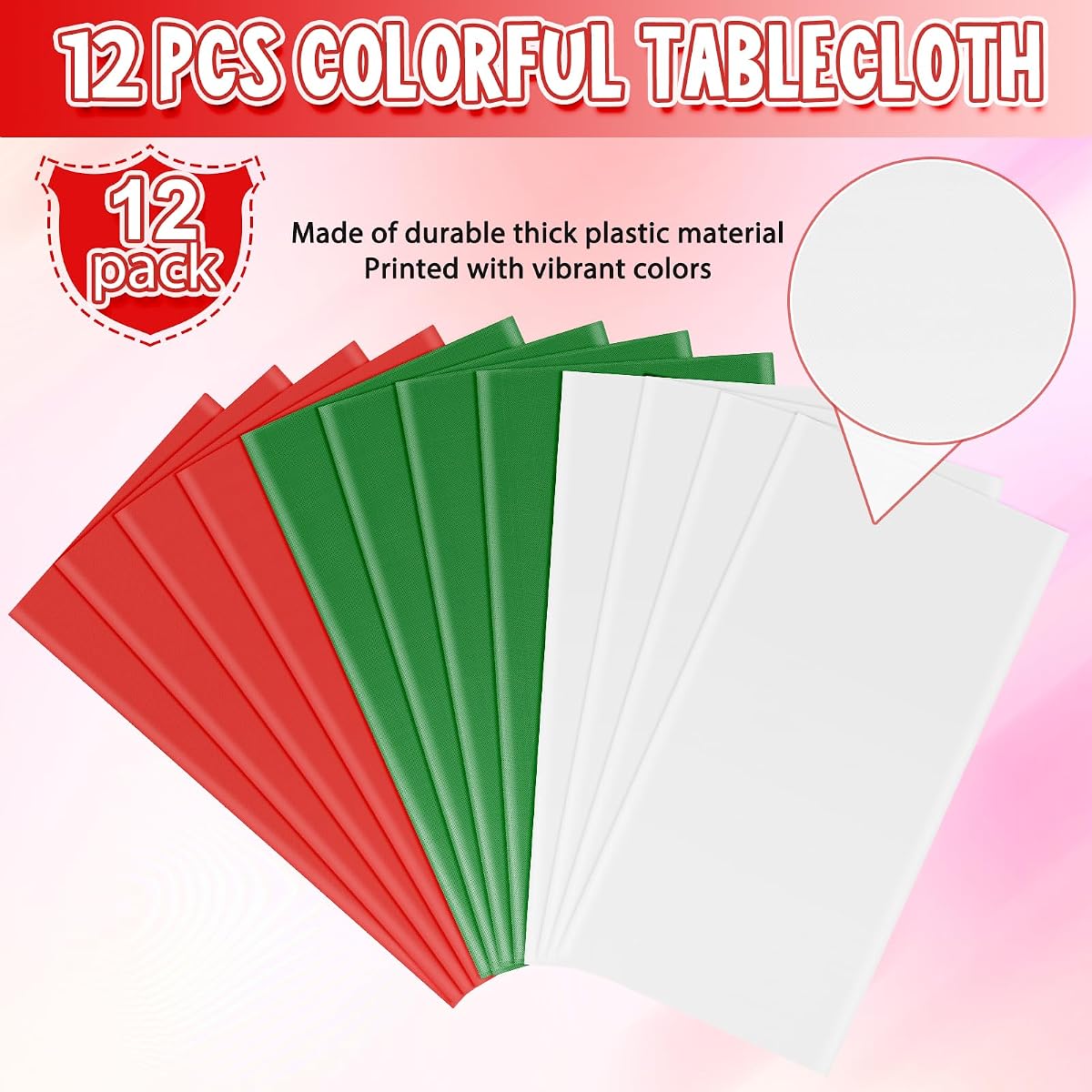 Christmas Red and White Rectangle Tablecloth, 54 x 108 inch, 12 pack view 4