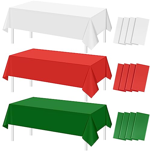 Christmas Red and White Rectangle Tablecloth, 54 x 108 inch, 24 pack