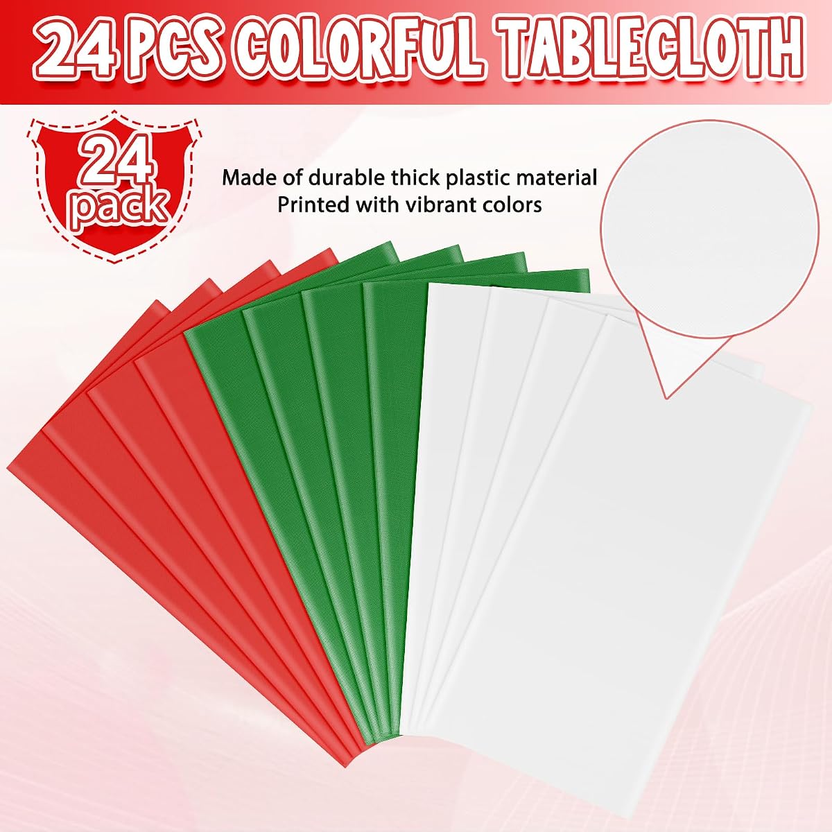 Christmas Red and White Rectangle Tablecloth, 54 x 108 inch, 24 pack view 4