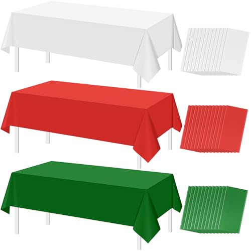 Christmas Red and White Rectangle Tablecloth, 54 x 108 inch, 36 pack
