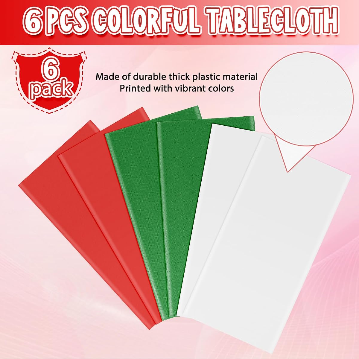 Christmas Red and White Rectangle Tablecloth, 54 x 108 inch, 6 pack view 4