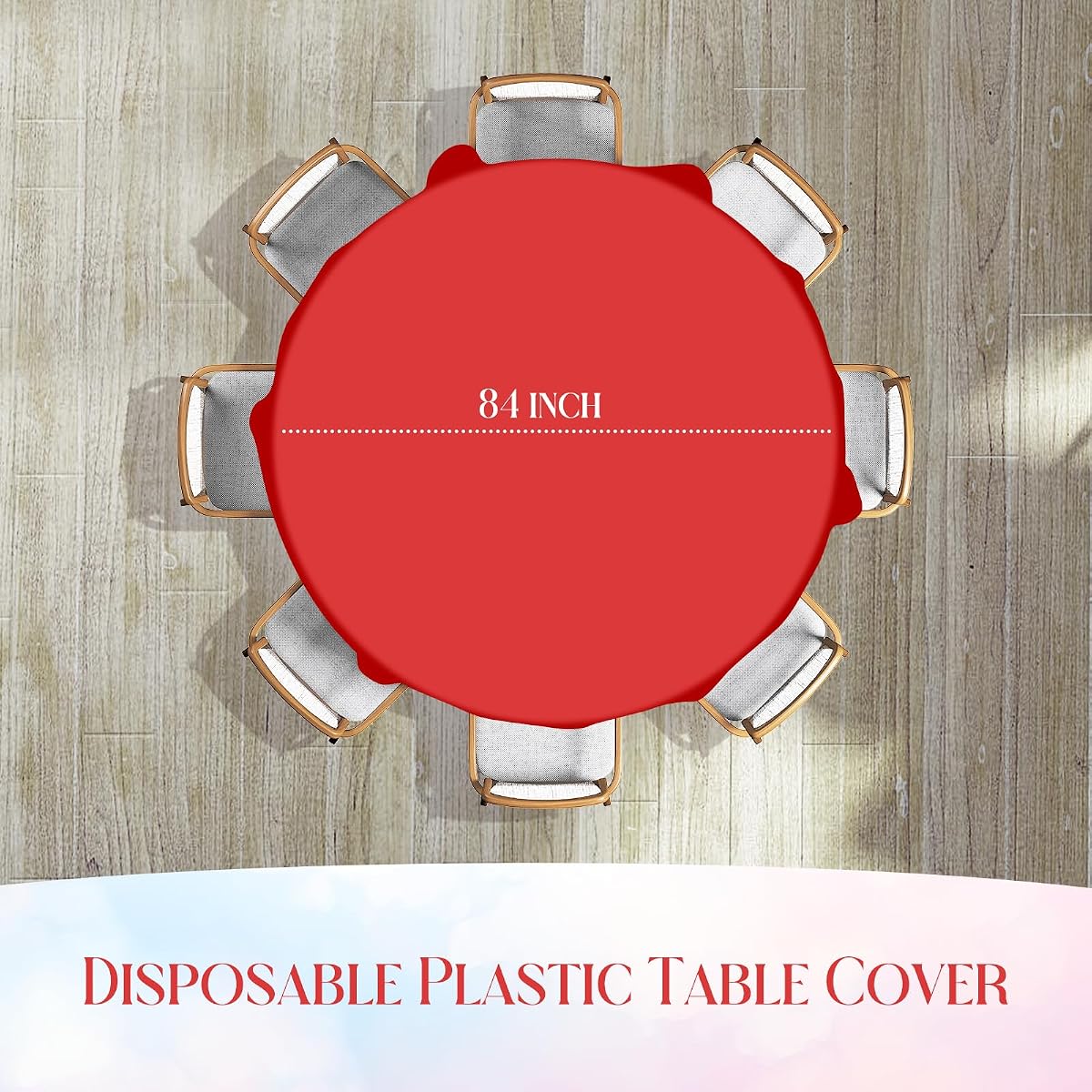 Christmas Red and White Round Tablecloth, 84 inch round, 36 pack view 2