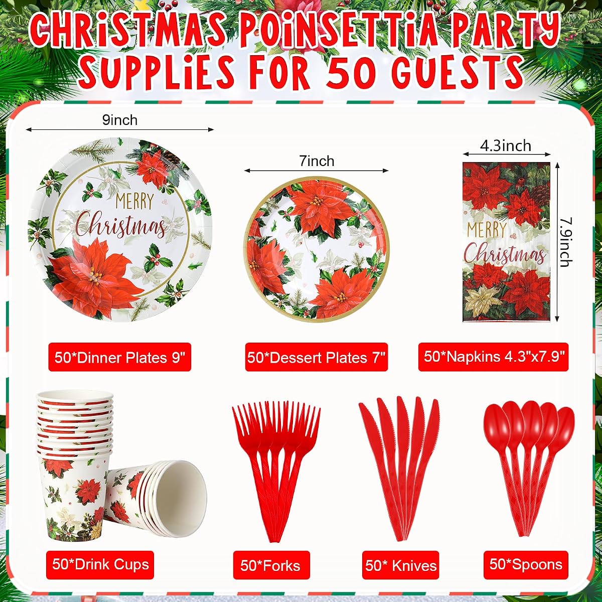 Christmas Red Napkins view 2
