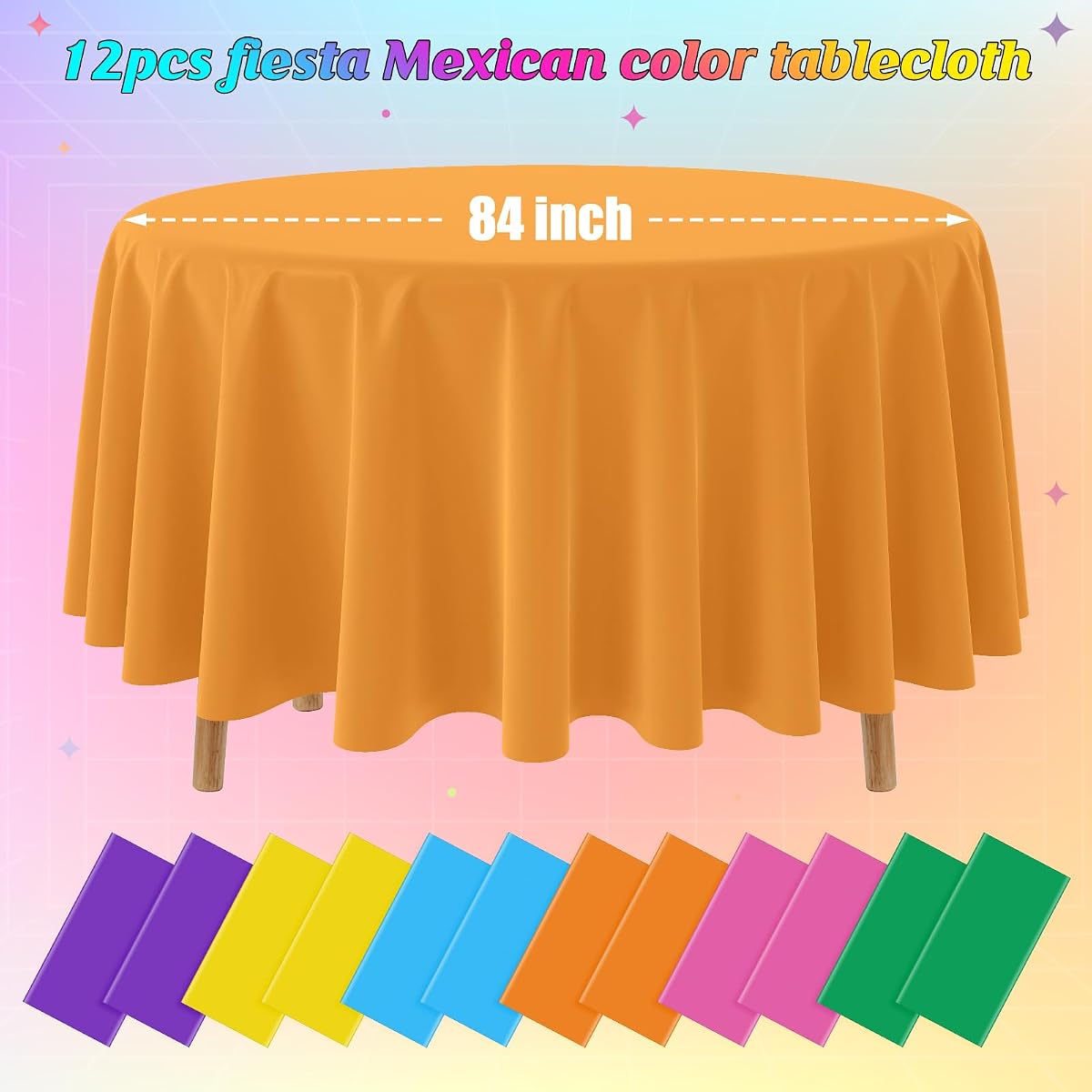 Cinco De Mayo Round Tablecloth, 84 inch round, 12 pack view 2