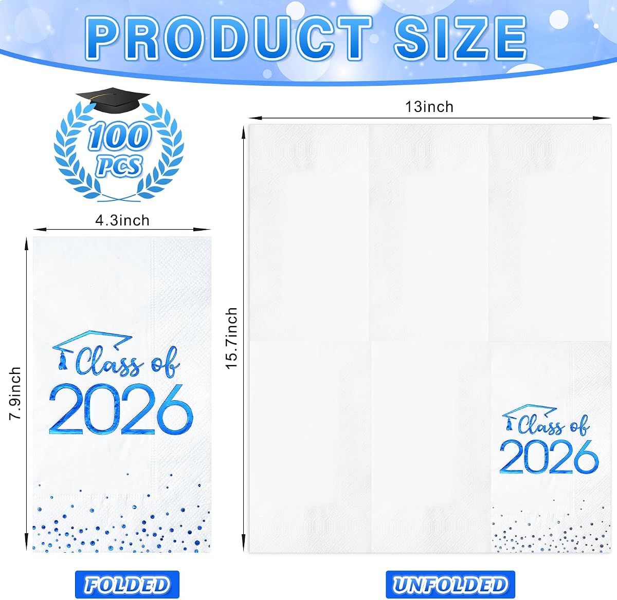 Class of 2026 Napkins Foil Dot, 100 pack view 2