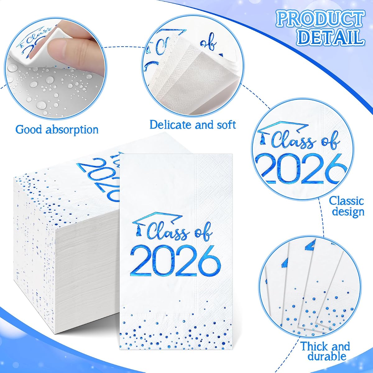 Class of 2026 Napkins Foil Dot, 100 pack view 3