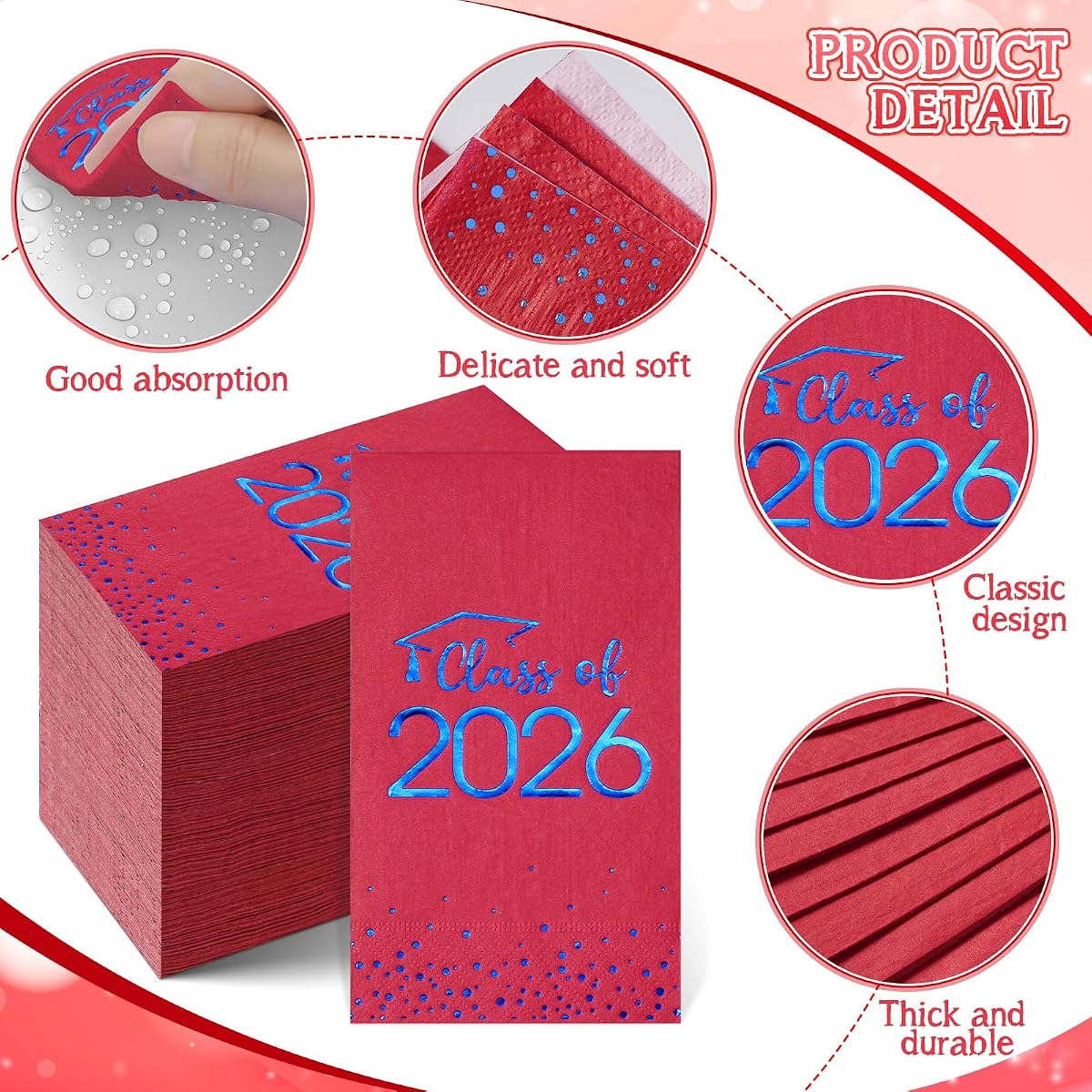 Class of 2026 Napkins Foil Dot, 200 pack view 3
