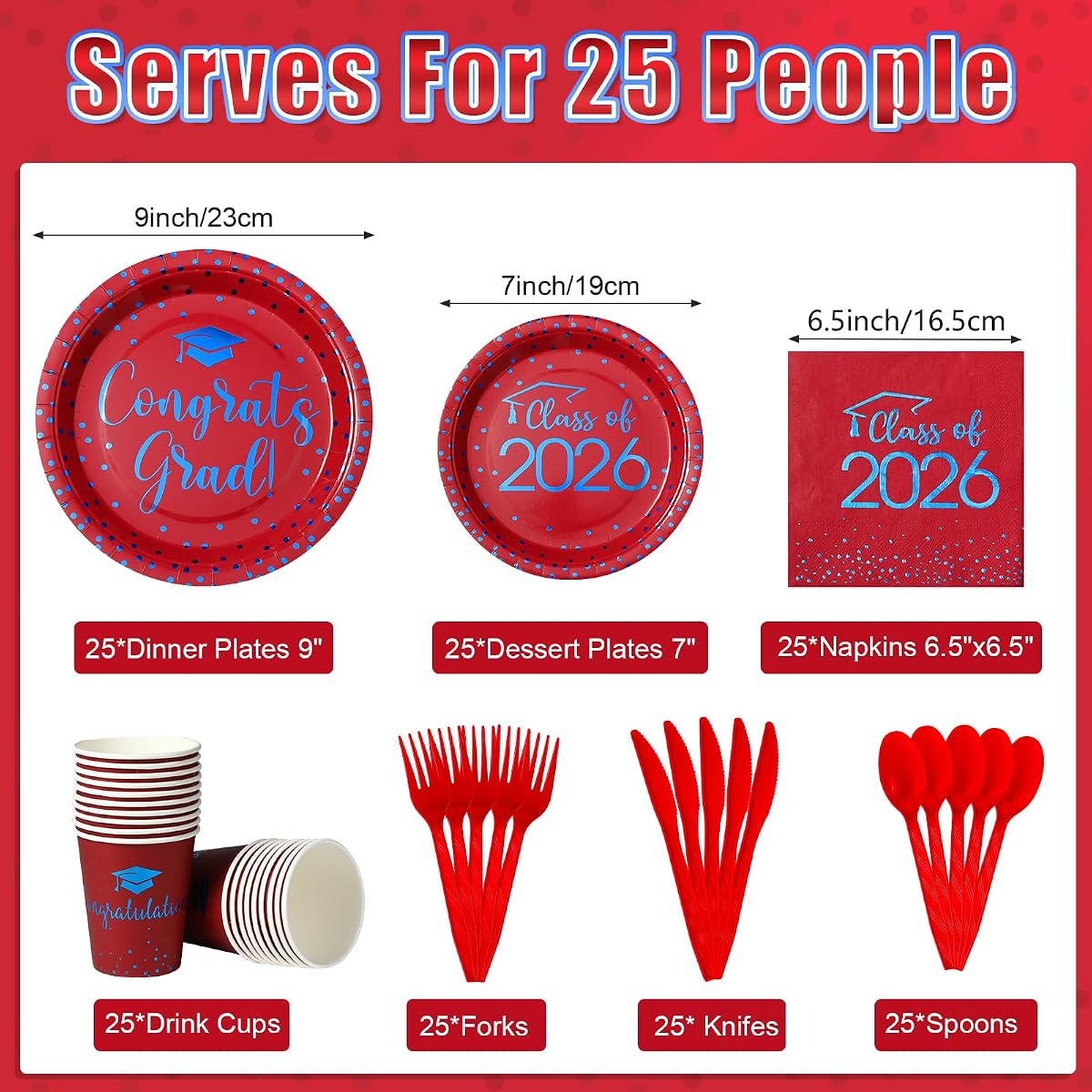 Class of 2026 Napkins Polka Dot, 175 pack view 2