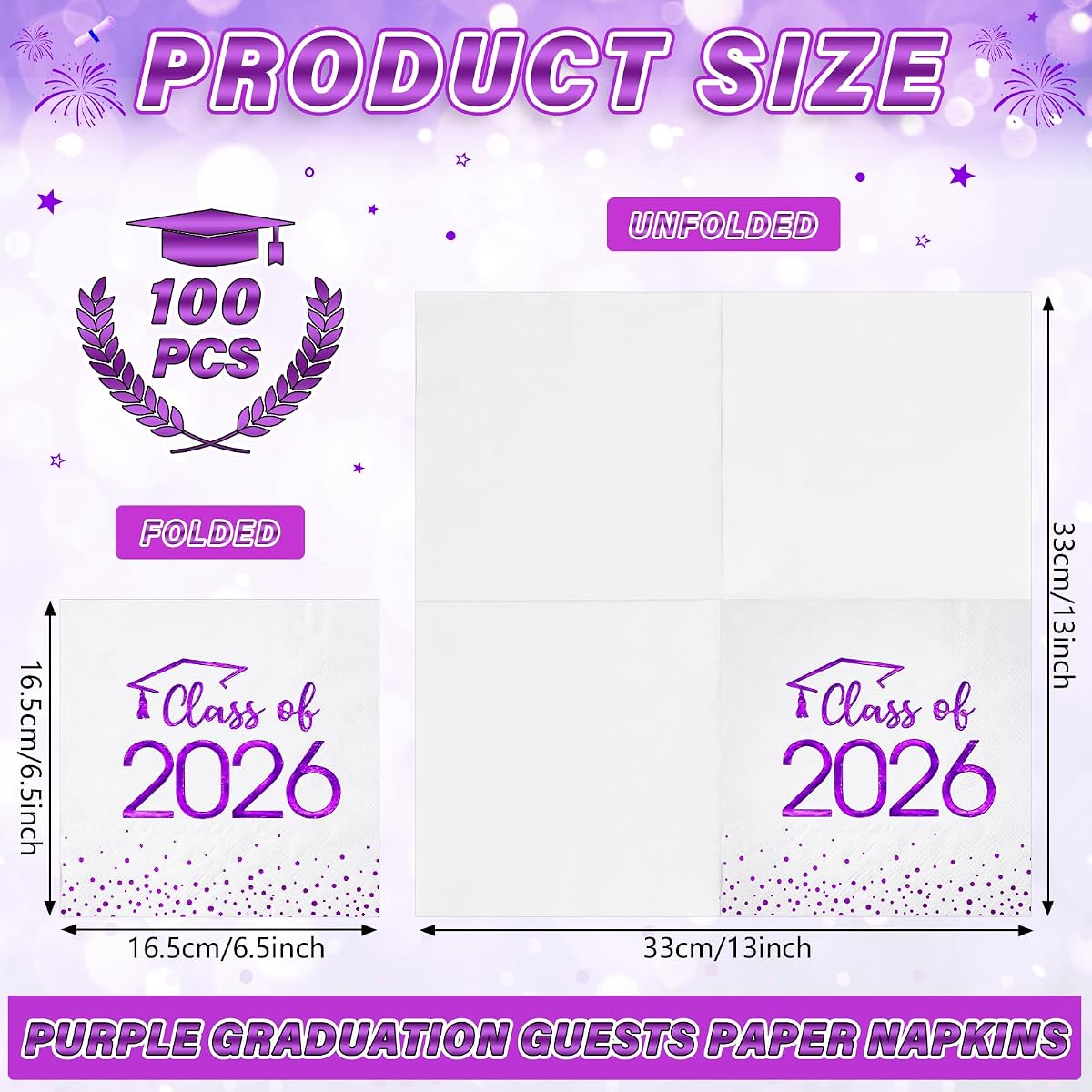 Class of 2026 Napkins Square, 100 pack view 2