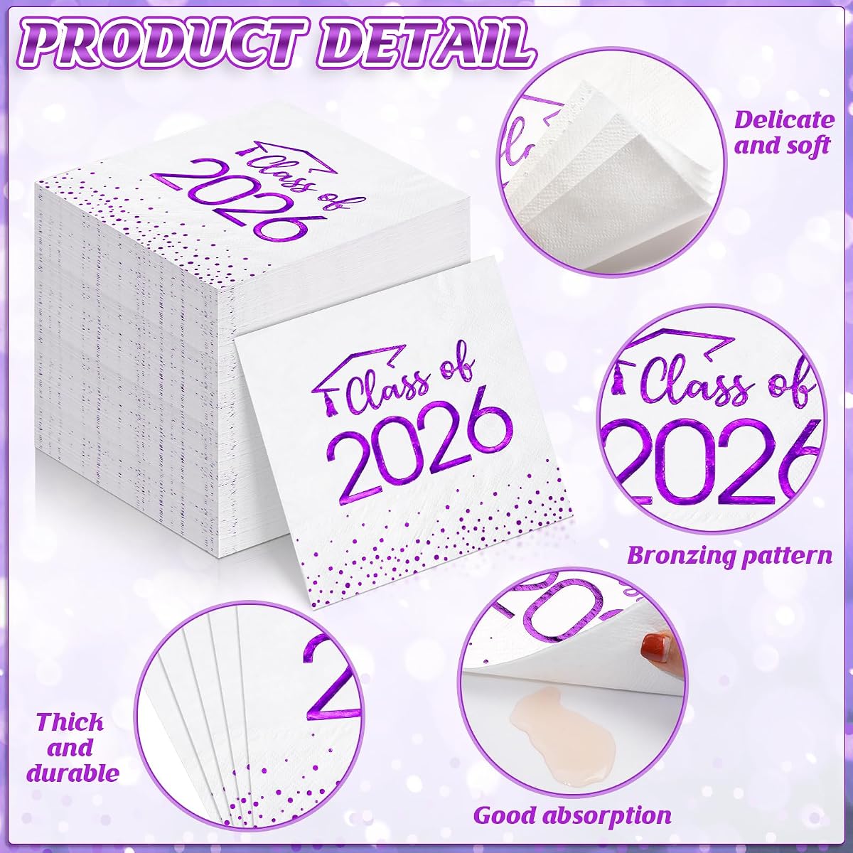 Class of 2026 Napkins Square, 100 pack view 3