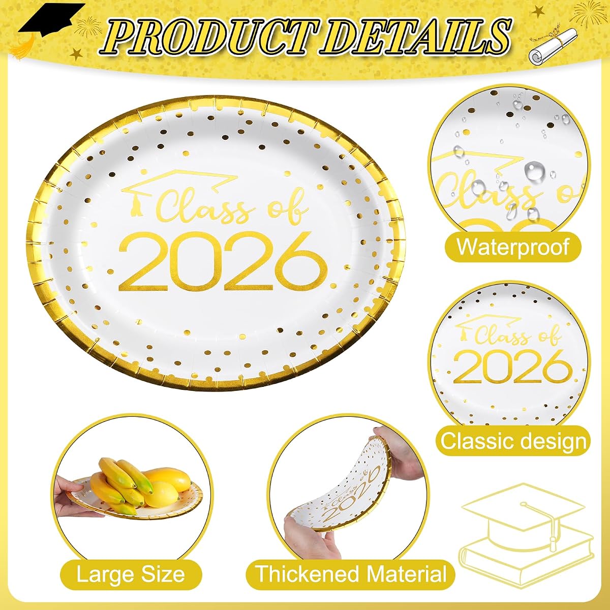 Class of 2026 Paper Plates, 50 pack view 3