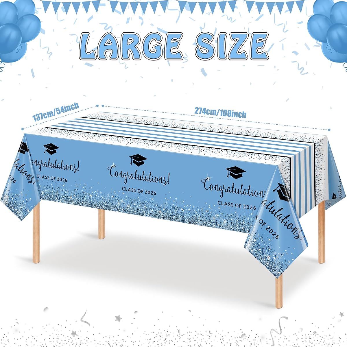 Class of 2026 Rectangle Tablecloth 8YS4, 54 x 108 inch, 12 pack view 2
