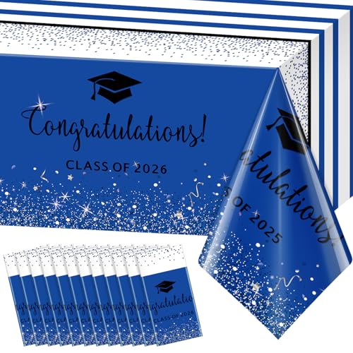 Class of 2026 Rectangle Tablecloth Plastic, 54 x 108 inch, 12 pack