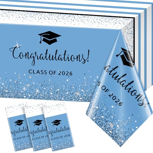 Class of 2026 Rectangle Tablecloth Plastic, 54 x 108 inch, 3 pack