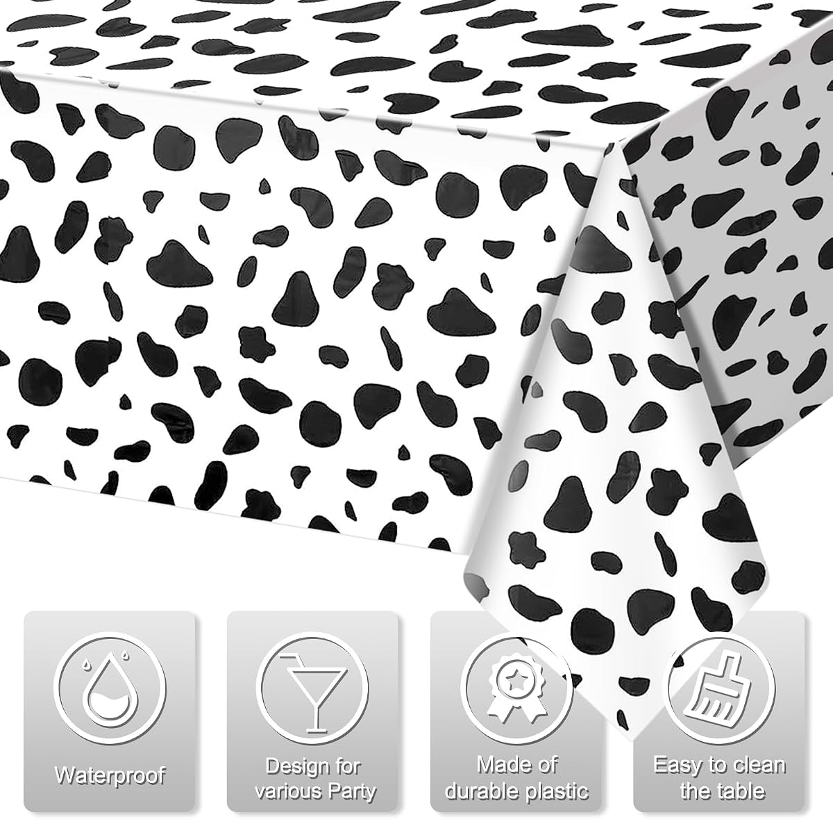 Cow Print Pink and White Rectangle Tablecloth, 54 x 108 inch, 12 pack view 3