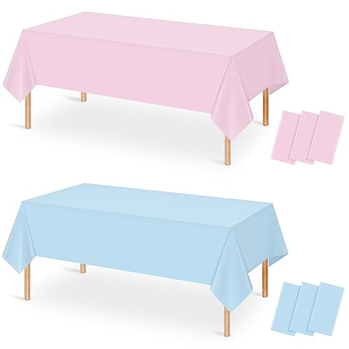 Gender Reveal Pink and Blue Rectangle Tablecloth, 54 x 108 inch, 6 pack