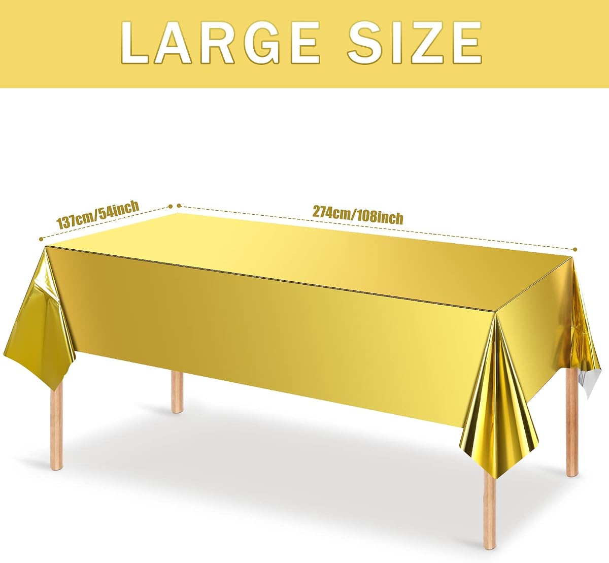 Gold Rectangle Tablecloth, 54 x 108 inch, 12 pack view 2