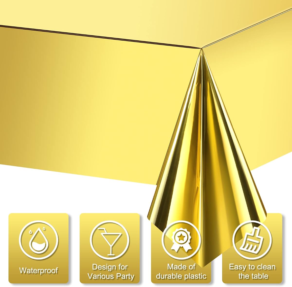 Gold Rectangle Tablecloth, 54 x 108 inch, 12 pack view 3