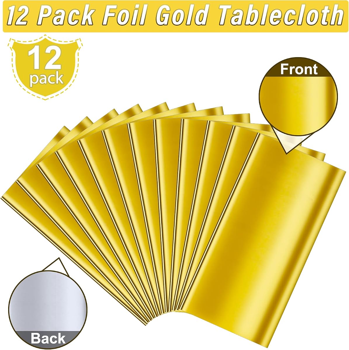 Gold Rectangle Tablecloth, 54 x 108 inch, 12 pack view 4