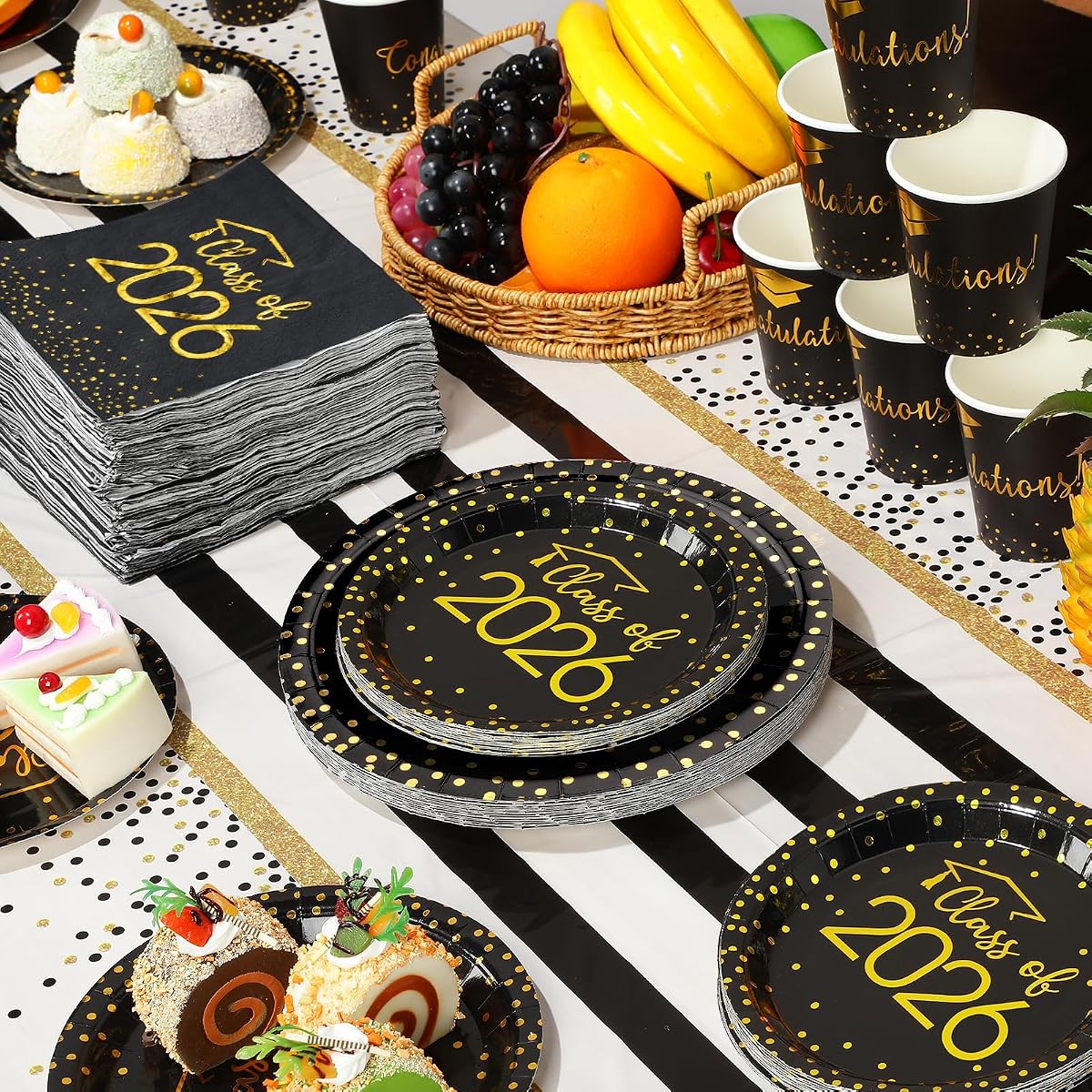 Graduation Black and Gold Napkins, 355 pack view 4