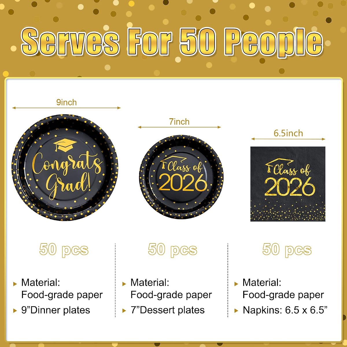 Graduation Gold Napkins, 150 pack view 2