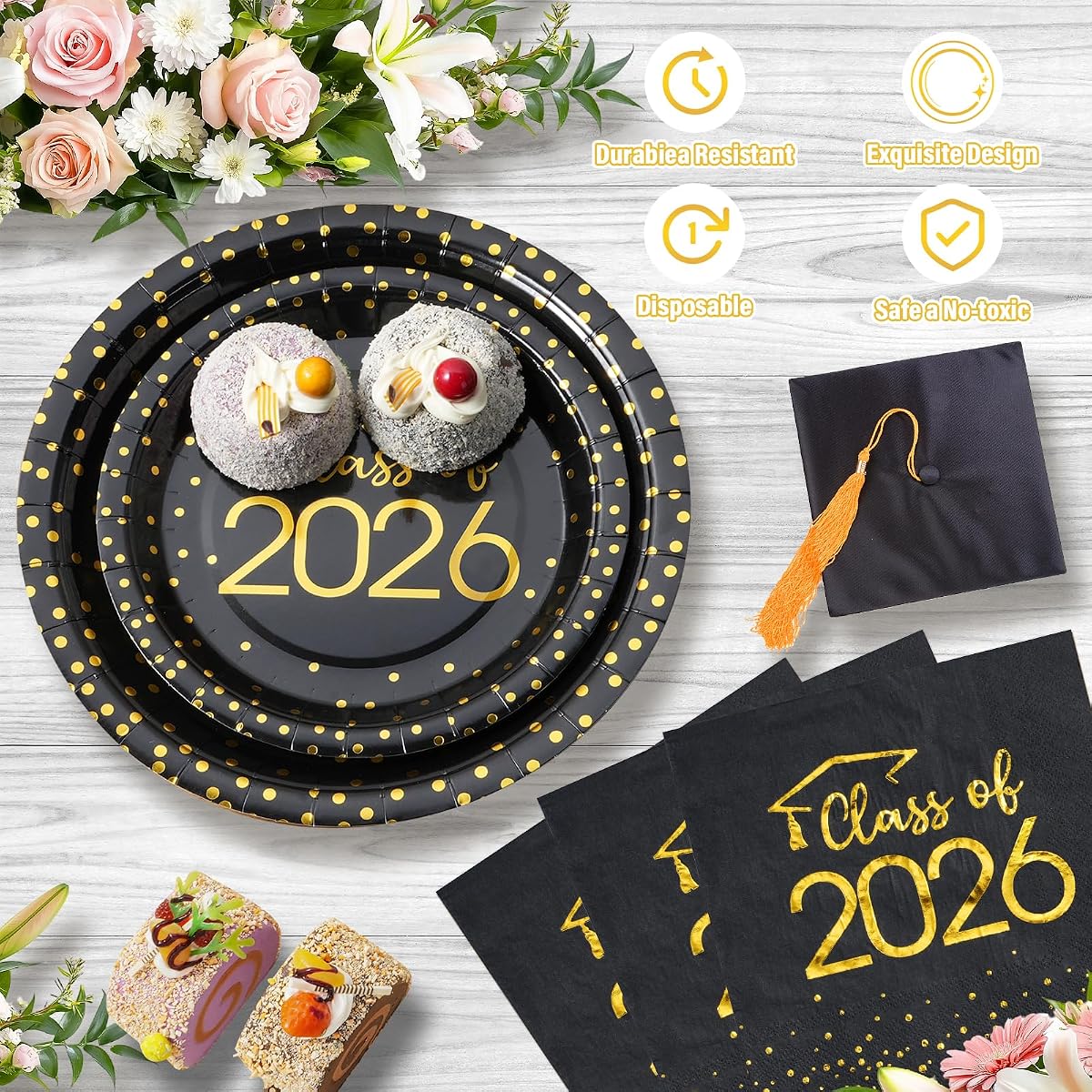 Graduation Gold Napkins, 150 pack view 3