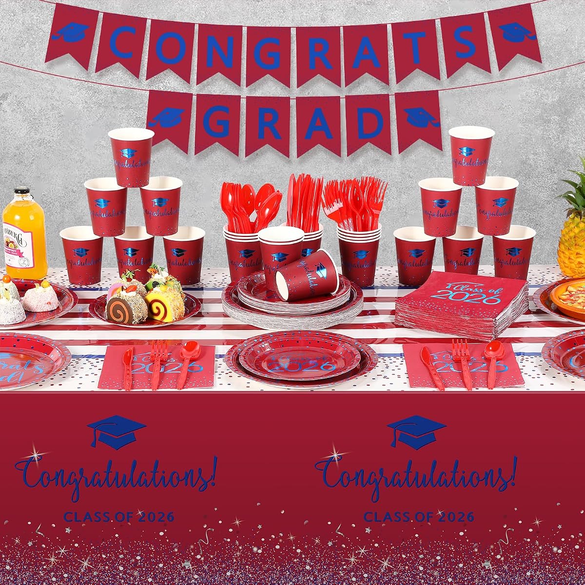 Graduation Red and Blue Napkins, 355 pack view 3